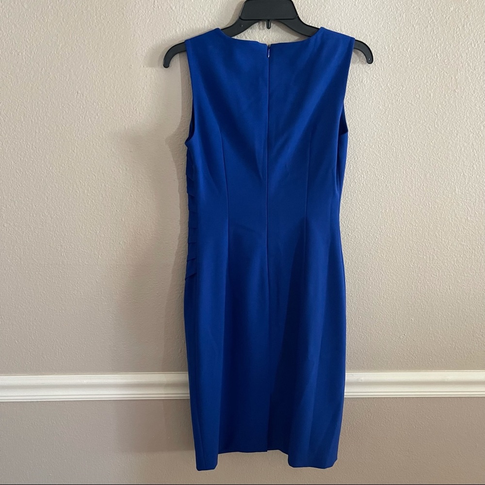 Calvin Klein Blue Scuba Crepe Ruched Dress - Picture 12 of 15
